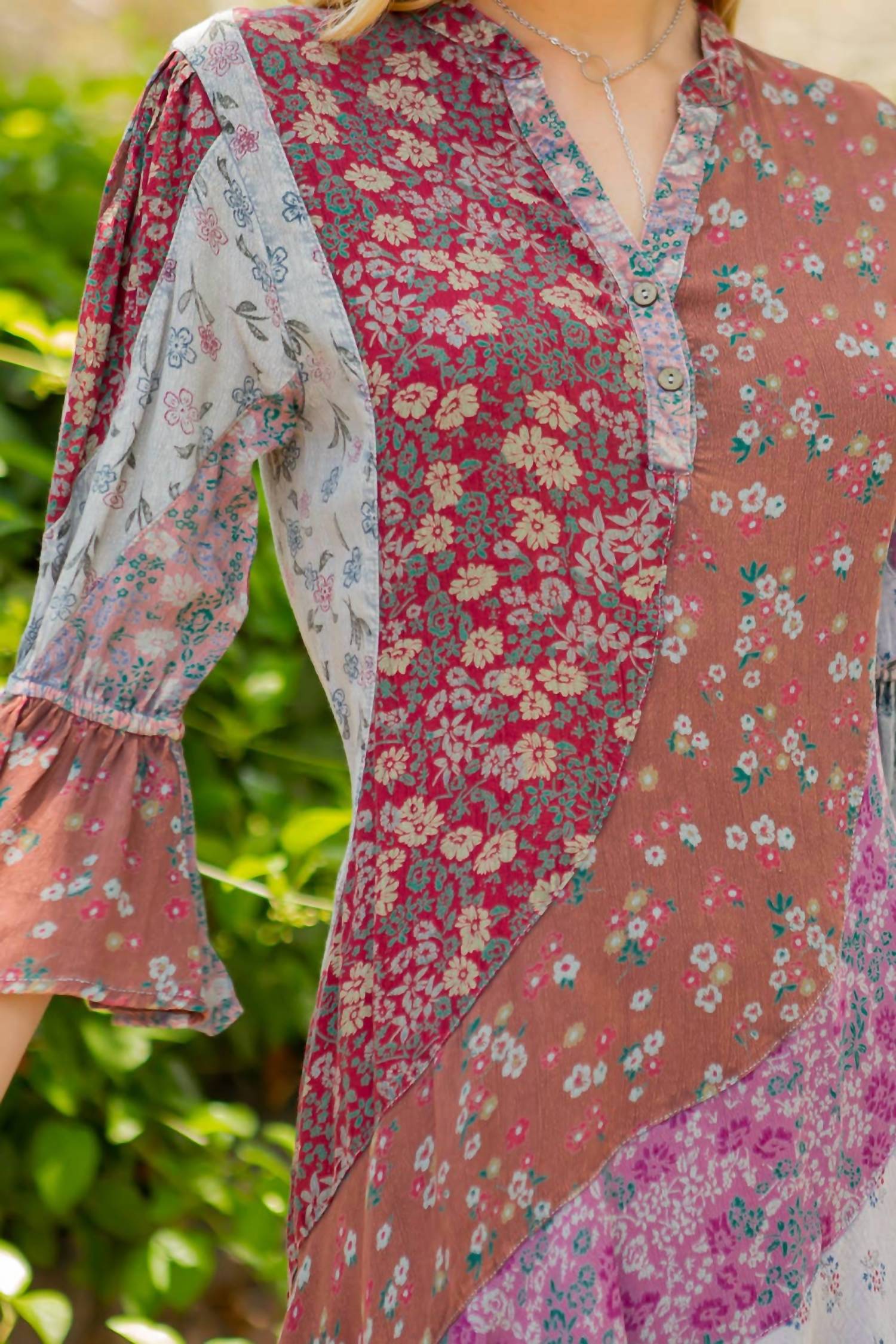 Young Threads - Boho Patchwork Overdyed Babydoll Dress