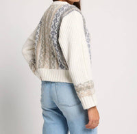 Seventy Eight and Sunny River Rock V-neck Cardigan in cream - women's cardigan - alternate view