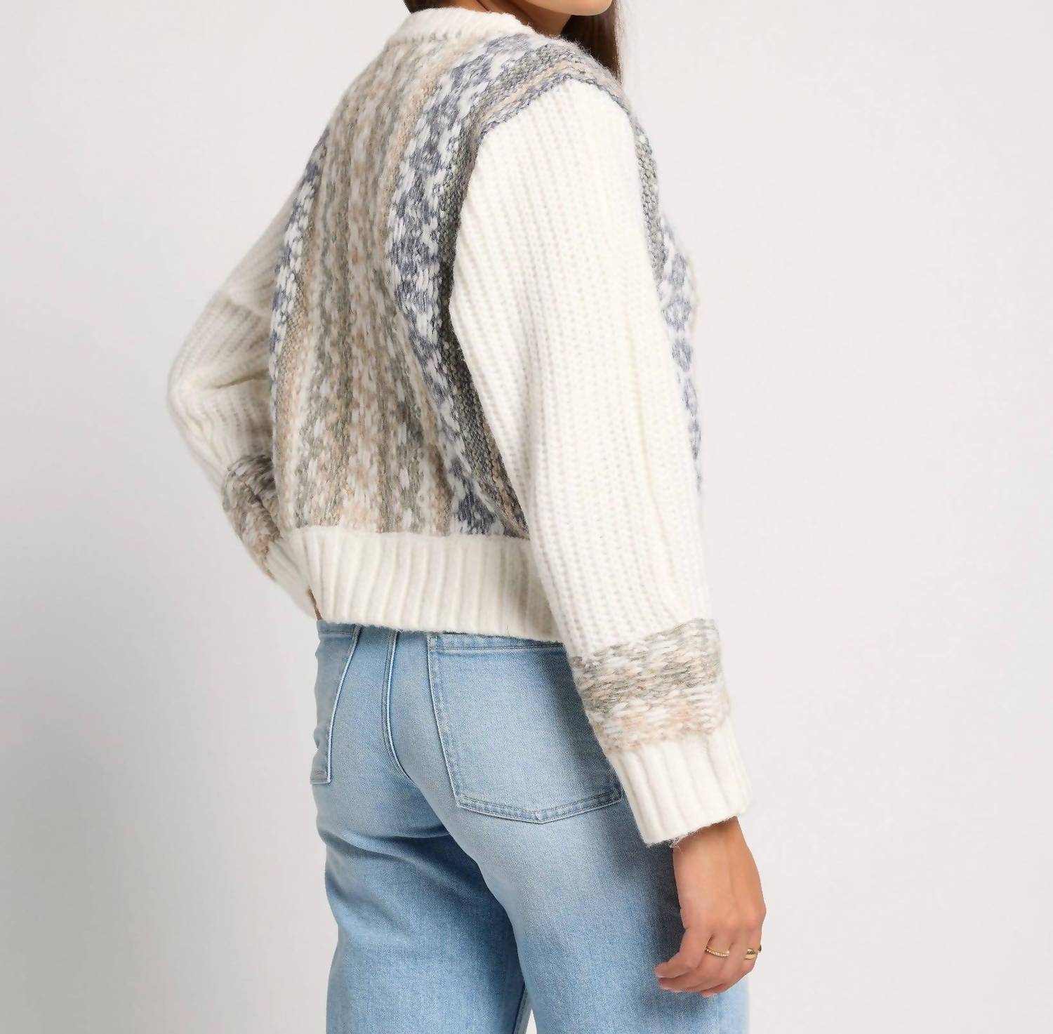 Seventy Eight and Sunny River Rock V-neck Cardigan in cream - women's cardigan - alternate view