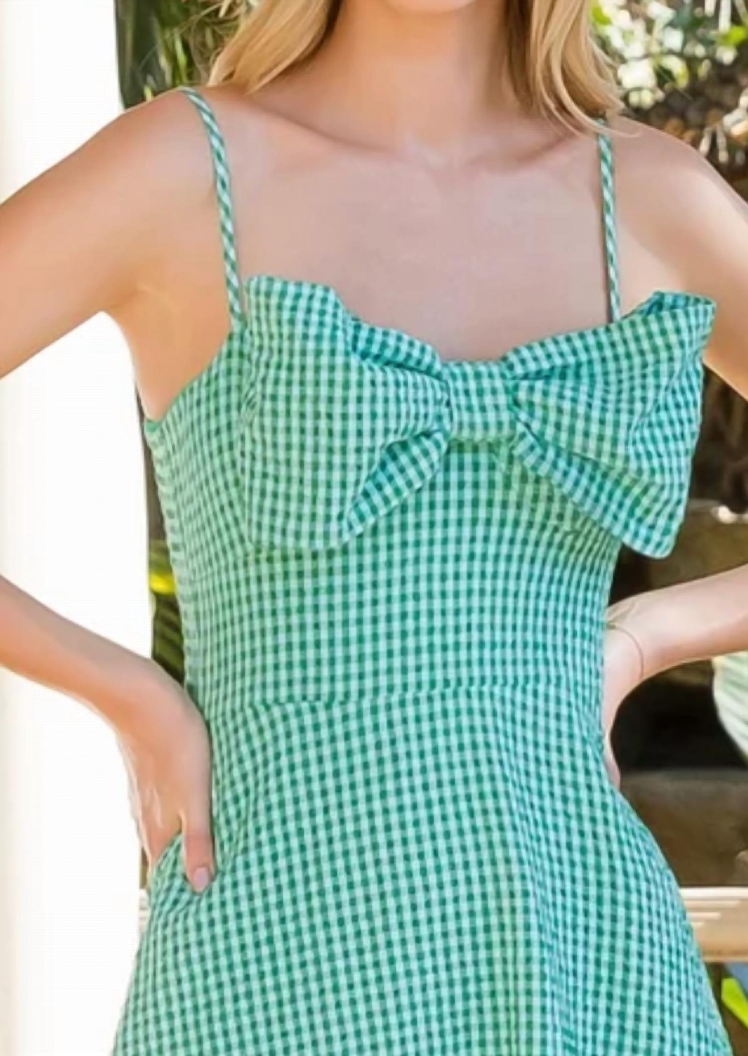 Thml - Bow Front Gingham Midi Dress