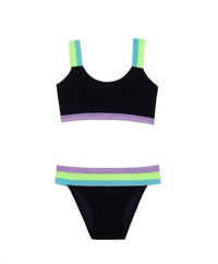 Pq Swim - Kids Midnight Sporty Elastic Bikini Set
