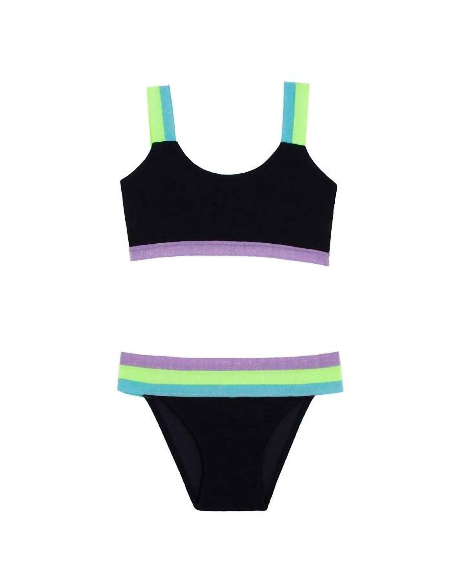 Pq Swim - Kids Midnight Sporty Elastic Bikini Set