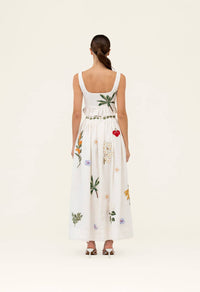 Agua By Agua Bendita - Tangelo Wild Embroidered Linen Maxi Skirt