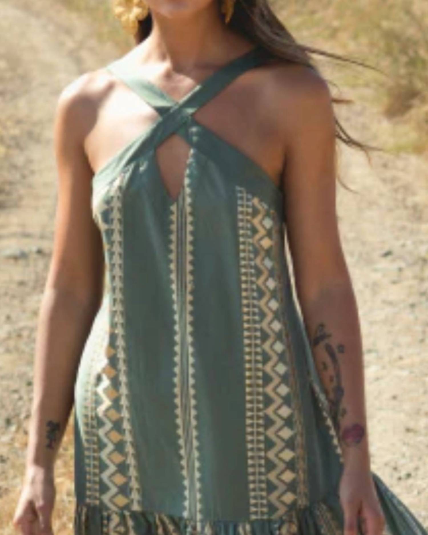 Aether Concept Greek Goddess Dress in green - women's dress - detail view
