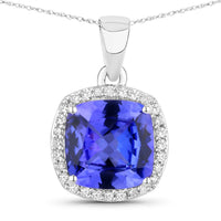 Diana M Jewels Women's Cushion Natural Tanzanite Pendant Necklace (2.65 Ct) - Signature in 14k white gold - women's jewelry