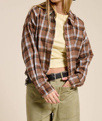 Mimosa - Plaid Button Up Crop Shirt