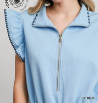 umgee Fresh Start Zip Romper in light blue - women's pants - view 4