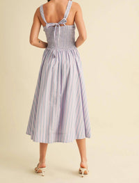 Klesis Basque Waist Midi Dress in lilac - women's dress - detail view