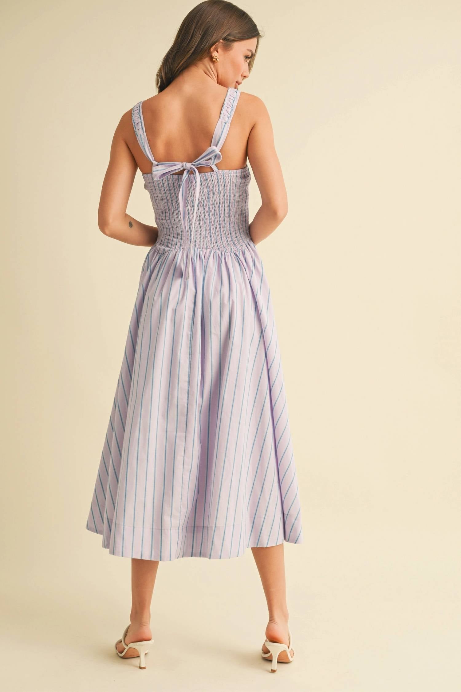 Klesis Basque Waist Midi Dress in lilac - women's dress - alternate view