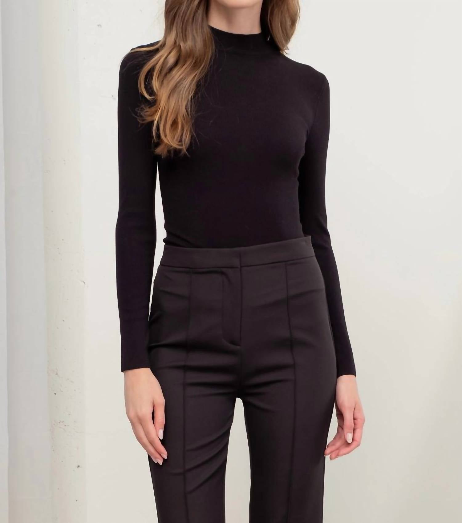 The Workshop - Mock Neck Long Sleeve Sweater Knit Top