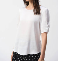 Joseph Ribkoff - Shirred Puff Sleeve Satin Top