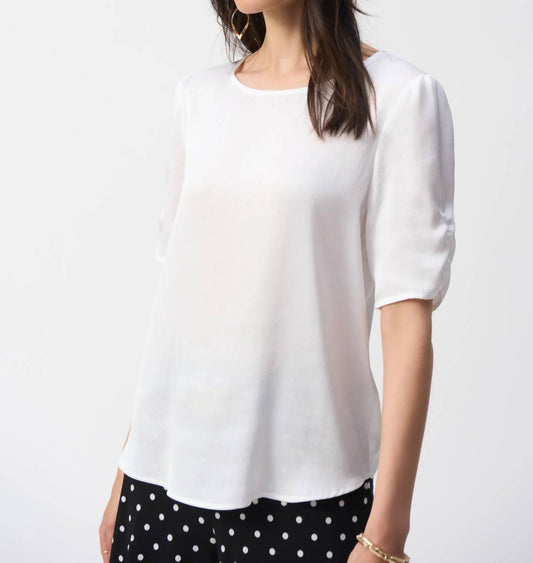 Joseph Ribkoff - Shirred Puff Sleeve Satin Top