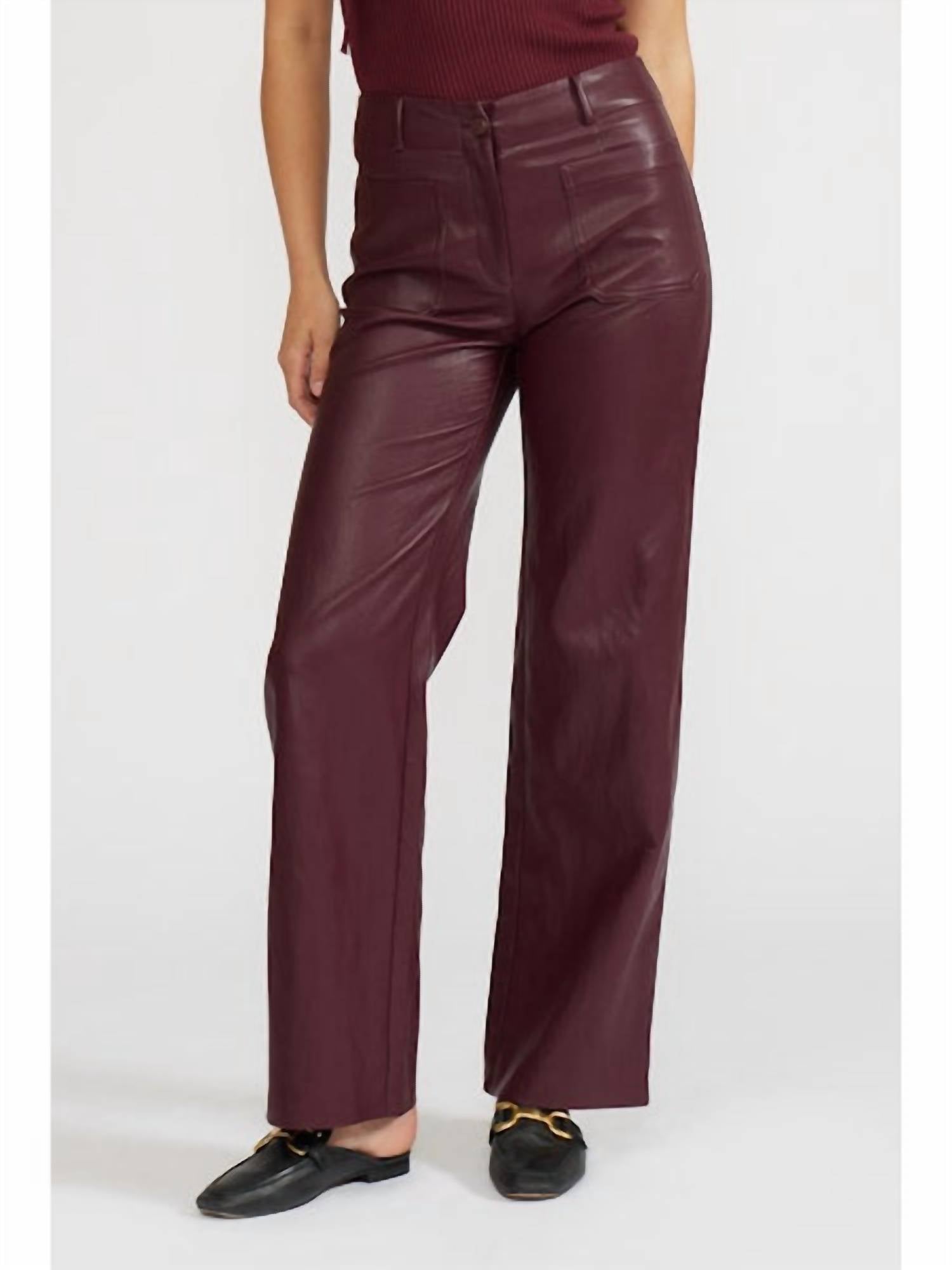 LUCY PARIS Reeve Leather Pants in burgundy - women's pants