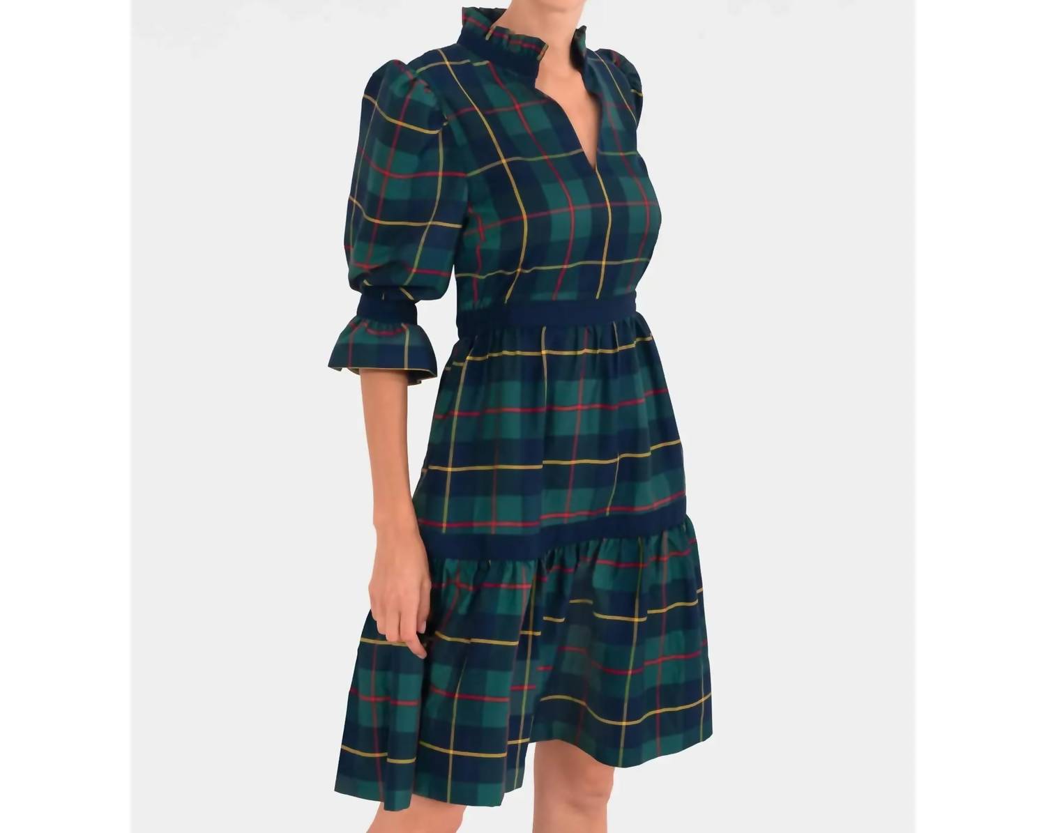 Gretchen Scott - Blair Plaid Teardroptiered Dress