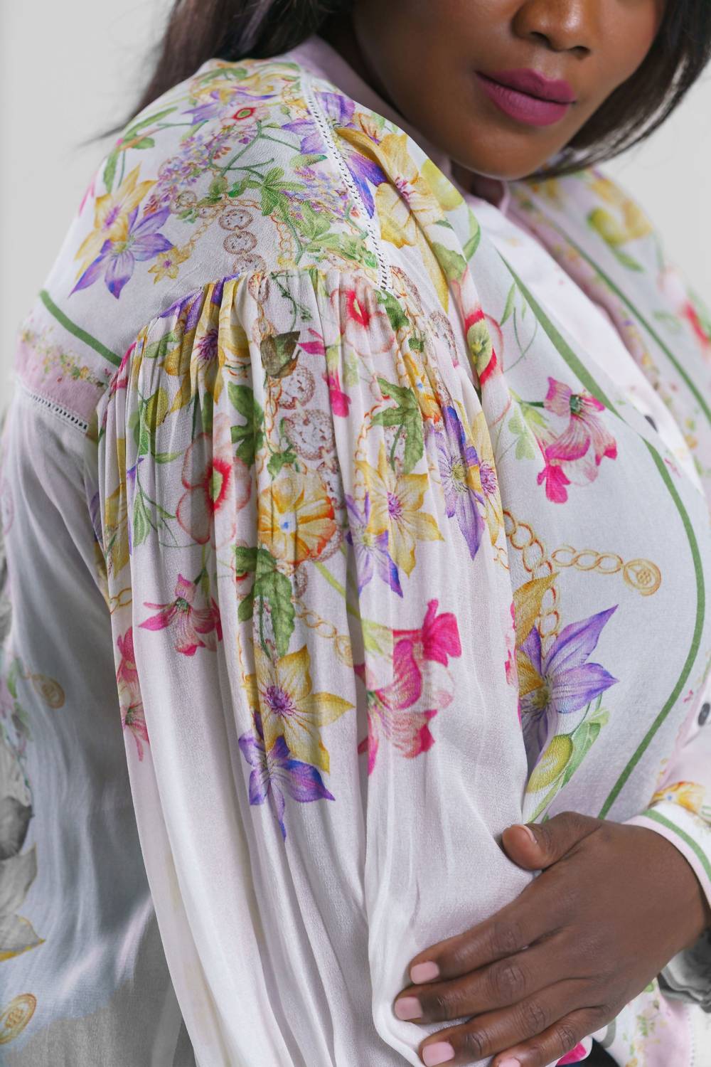 -Bl^Nk- - Alhena V-neck Button Front Shirt - plus