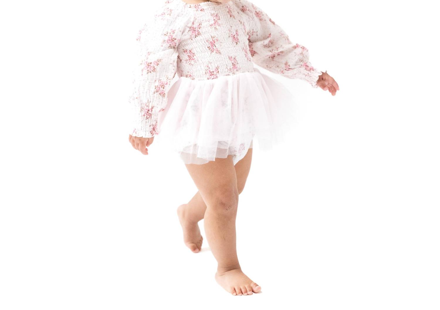Angel Dear - Girl's Belle Rosette Dot Long Sleeve Smocked Bubble With Tutu