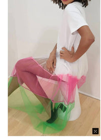 N By Nancy - Solid And Tulle Net Dress