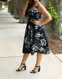 Michelle Mae Cassidy Midi Dress in black and white floral - women's dress - view 5