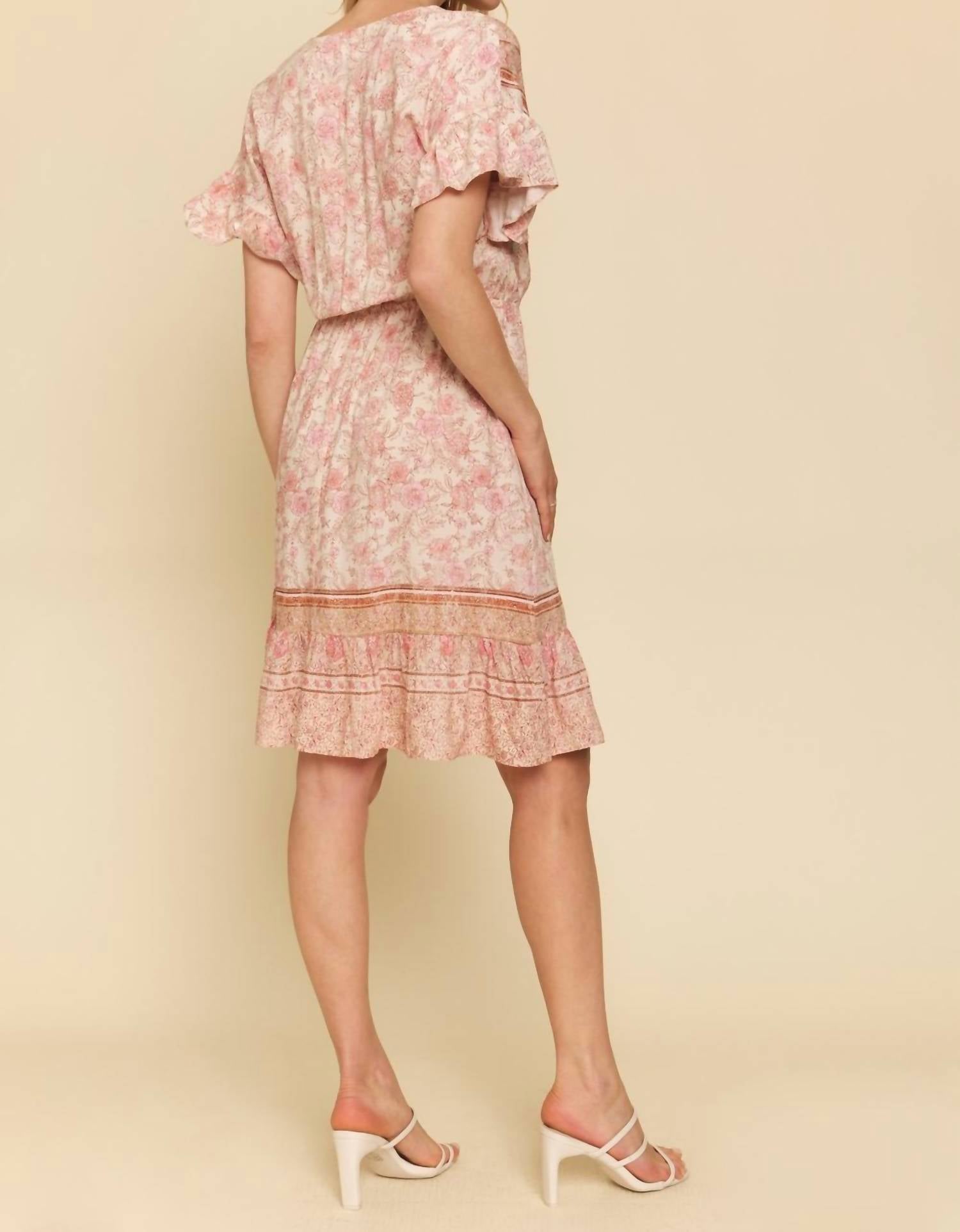 Mystree - Ruffle Boarder Print Dress