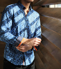 Eight X - Long Sleeve Button Down Paisley Print Shirt With Dot Trim