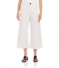 Karen Kane Stripe Cropped Wide-Leg Pants in off white with black - women's pants