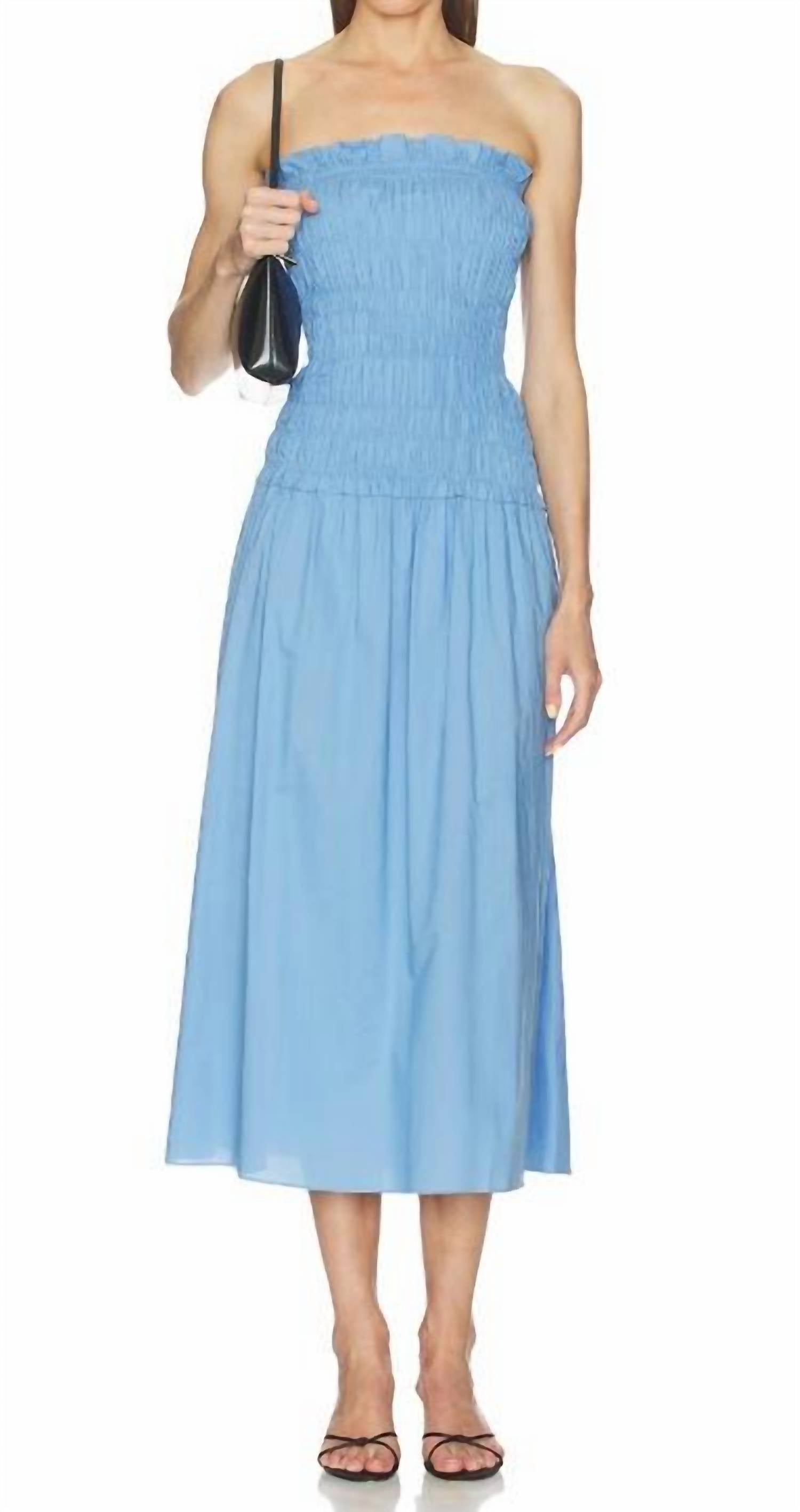 FAITHFULL THE BRAND Amalita Midi Dress in venice blue - women's dress