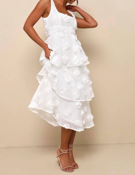 Lulus - Sleeveless Square Neck With Floral Midi Dress