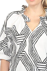 Joseph Ribkoff - Geometric Print Puff Sleeve Top