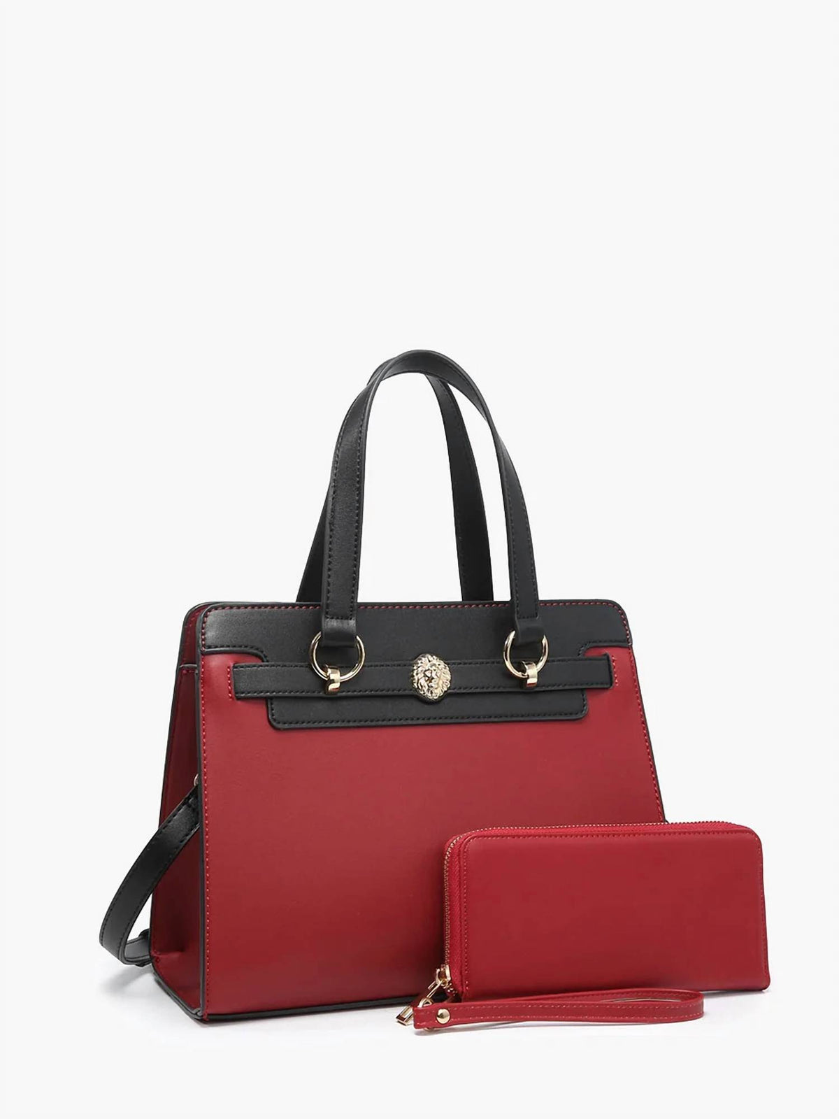 Jen & Co. - Women's Lexie Two-tone Vegan Leather Satchel Bag With Wallet