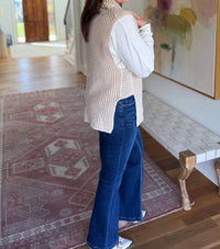 TRIBAL Wrap Me Up Sleeveless Sweater Vest in honey and cream - women's jacket - detail view