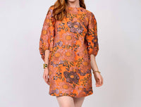 Ivy Jane - Brocade Three-quarter Sleeves Shift Dress