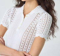 Autumn Cashmere - Pointelle Wilde Collar Polo With Panel