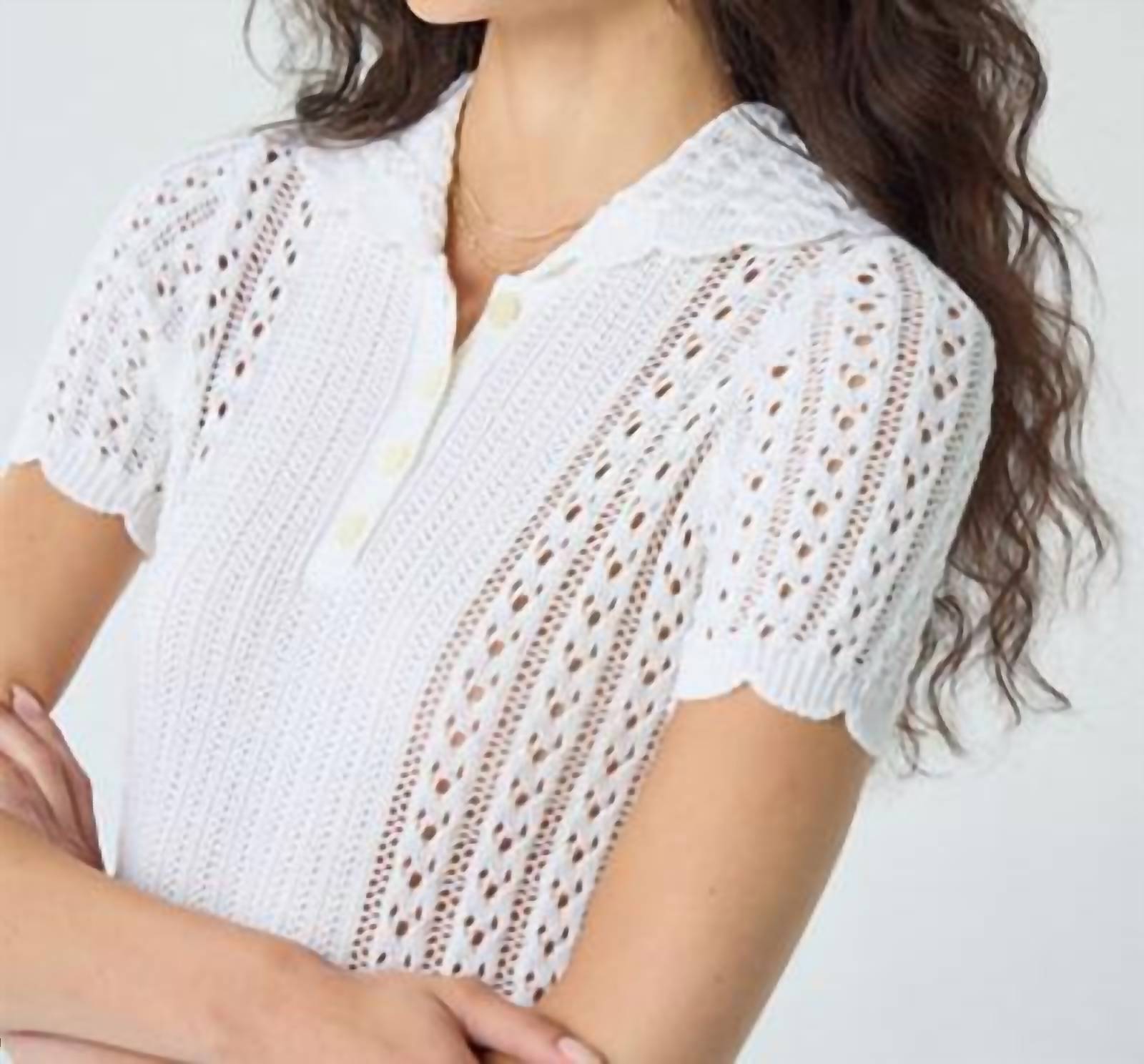 Autumn Cashmere - Pointelle Wilde Collar Polo With Panel