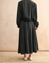 Miou Muse - Two Tone Fabric Bomber Jacket