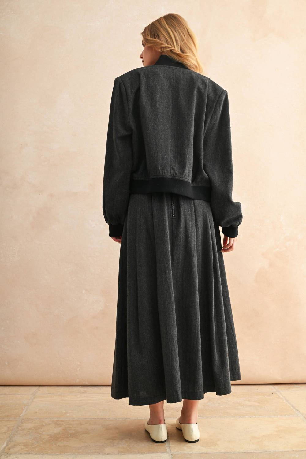 Miou Muse - Two Tone Fabric Bomber Jacket