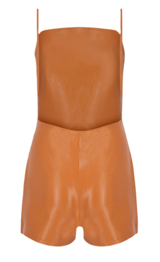 Zeynep Arcay - Women's Leather Mini Jumpsuit