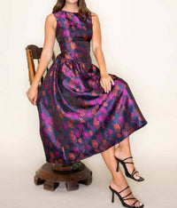 B.Right - Rose Jacquard Midi Dress