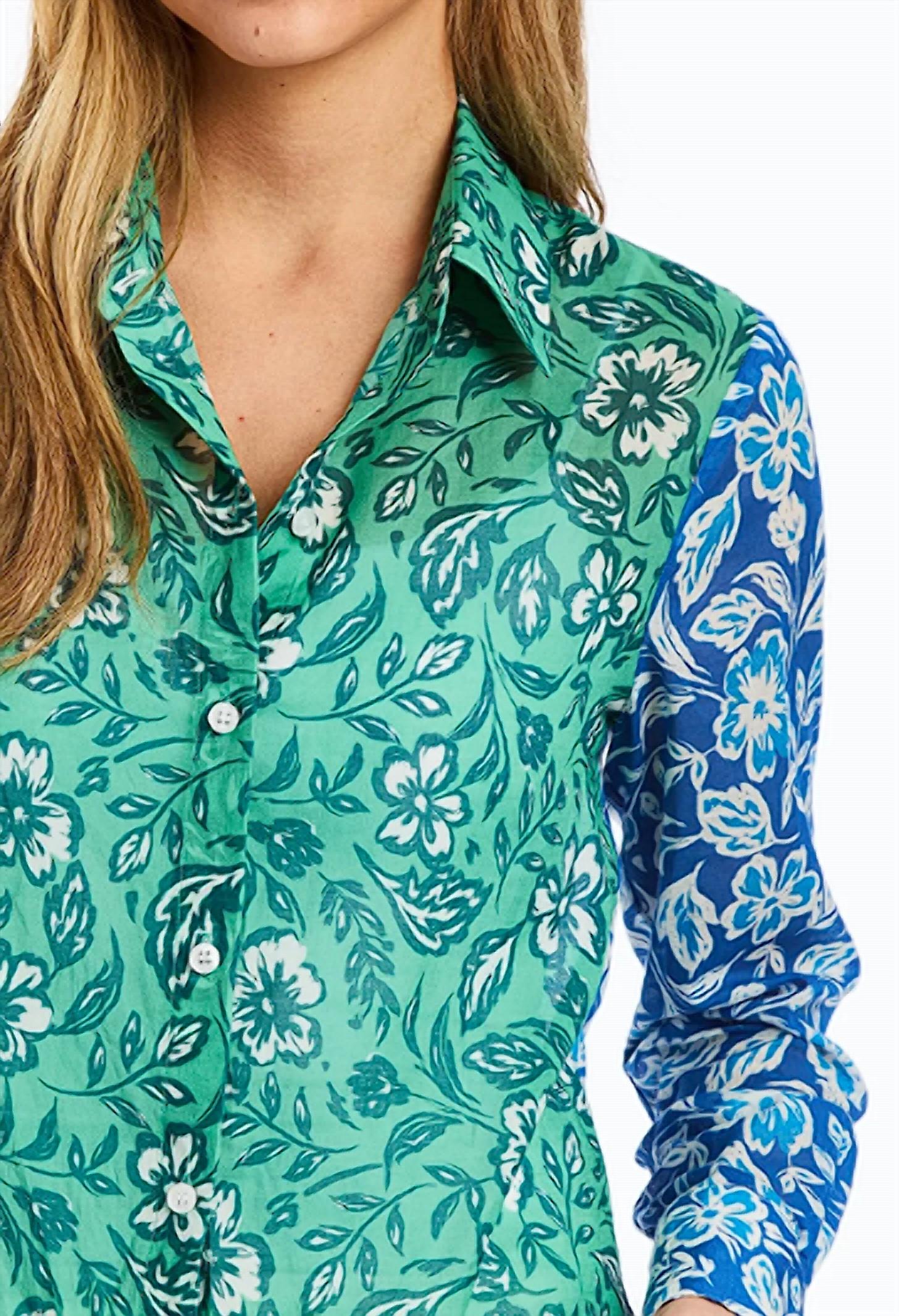 DREW Natalee Blouse in grass - women's blouse - detail view