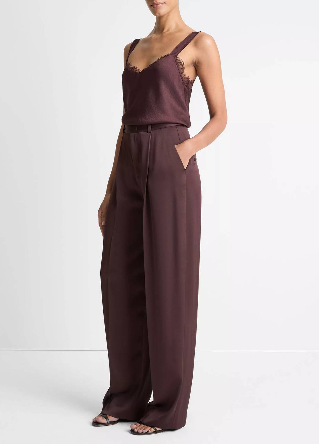 Vince - Satin Pleated Wide-leg Trouser