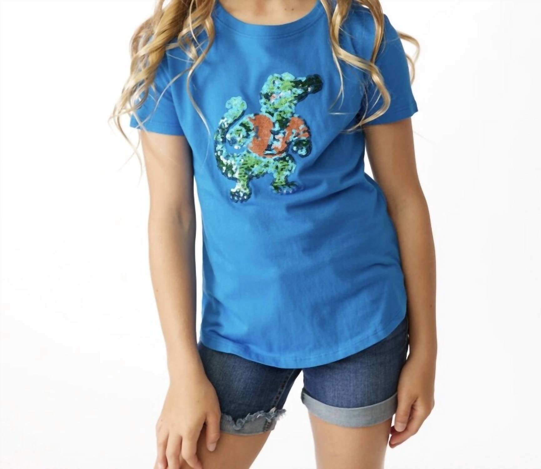 STEWART SIMMONS The Albert Girls Sequin Shirt in blue - kids' t-shirt