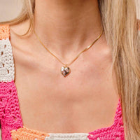 Nikki Smith Designs Women's Caroline Gem Heart Necklace in gold - women's jewelry - detail view