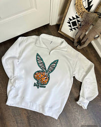 Gunpowder And Glam Boutique - Western Bunny Quarter Zip Sweatshirt