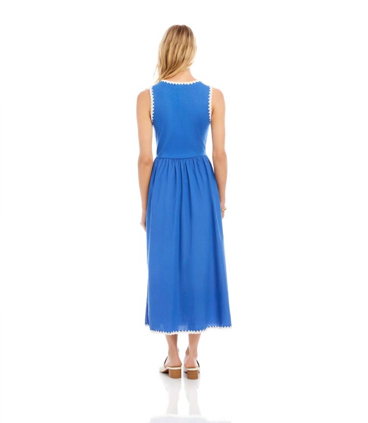 Karen Kane - Sleeveless Edge Stitch Contrast Midi Dress