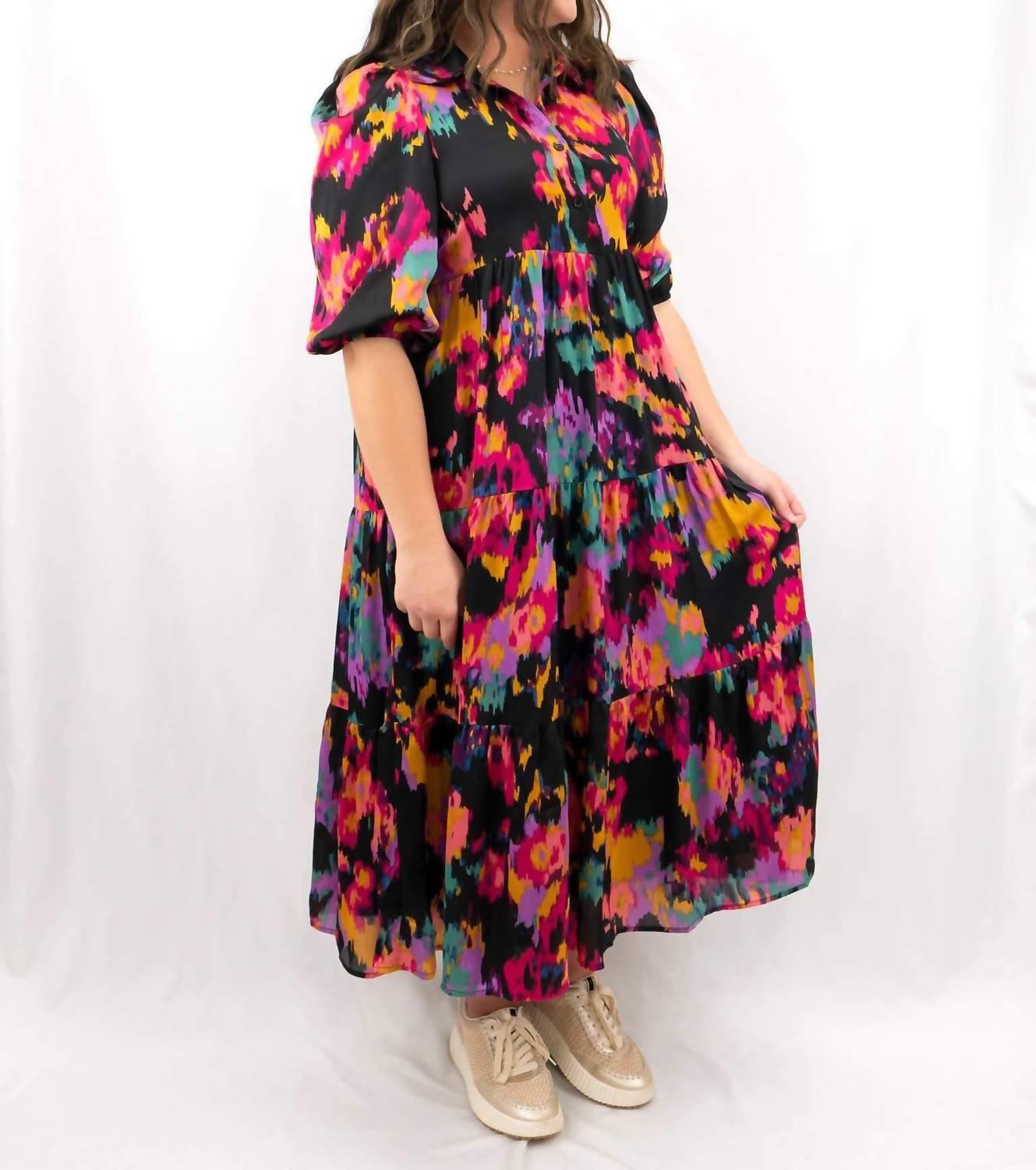 Pretty Follies - Abstract Printed Midi Shirt Dress