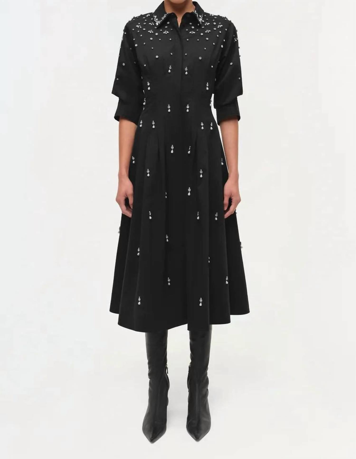 SIMKHAI Jazz Embellished Midi Dress in black - women's dress