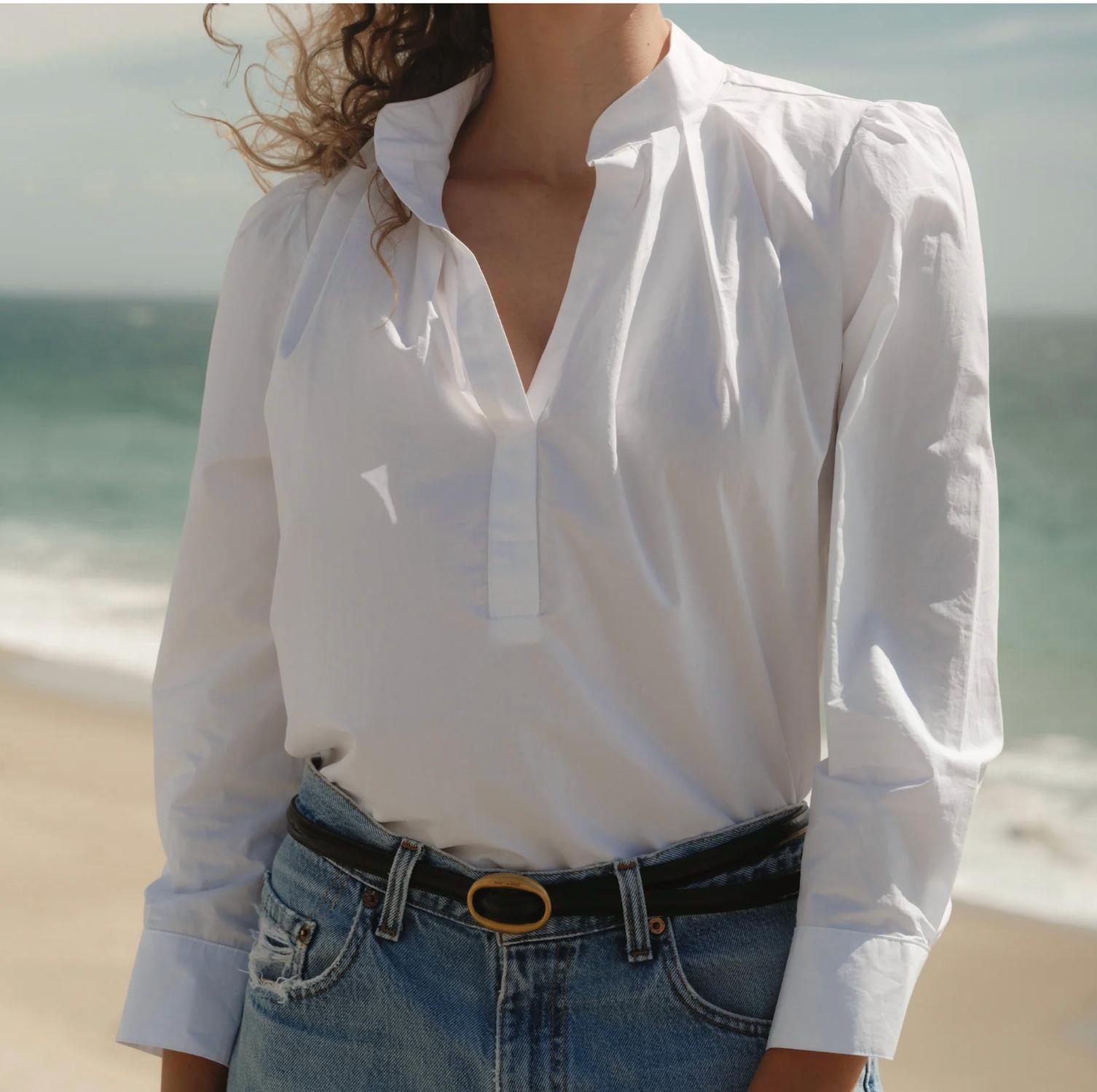 CISSA Puff Shirt in optic white - women's blouse