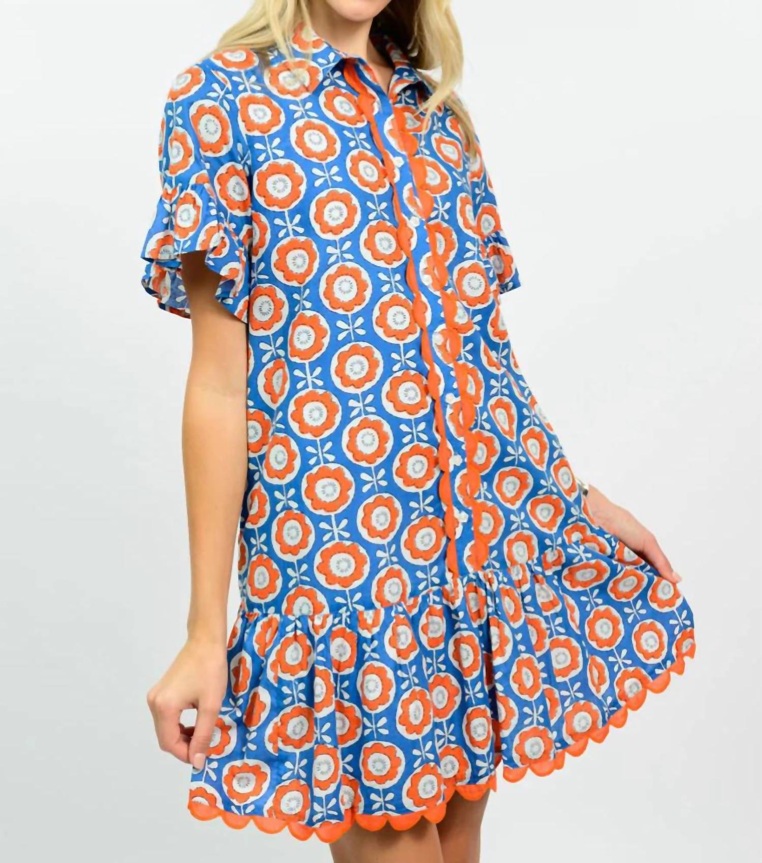 Uncle Frank - Scalloped Shirt Dress