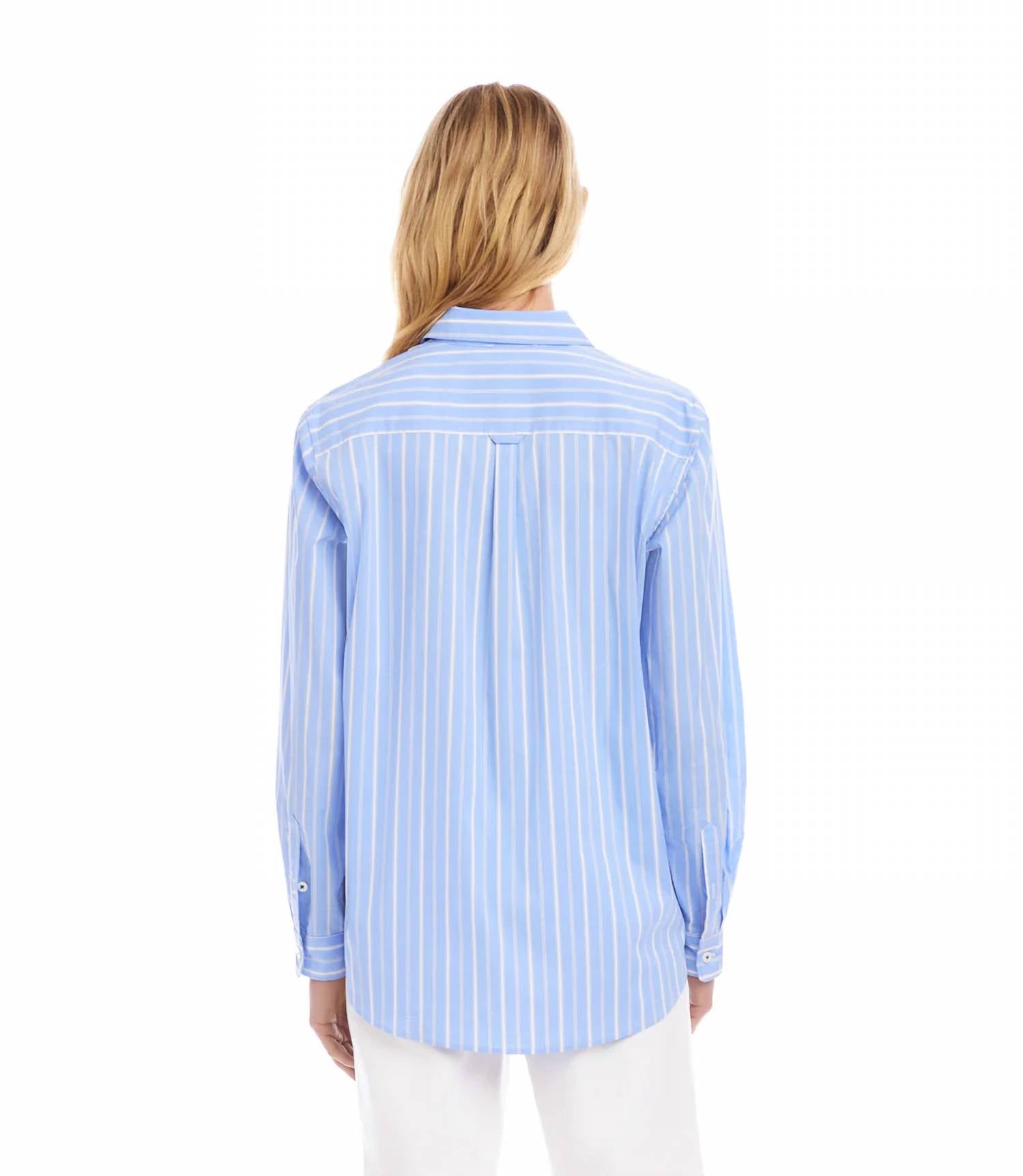 Karen Kane - Long Sleeve Stripe Button-Up Shirt