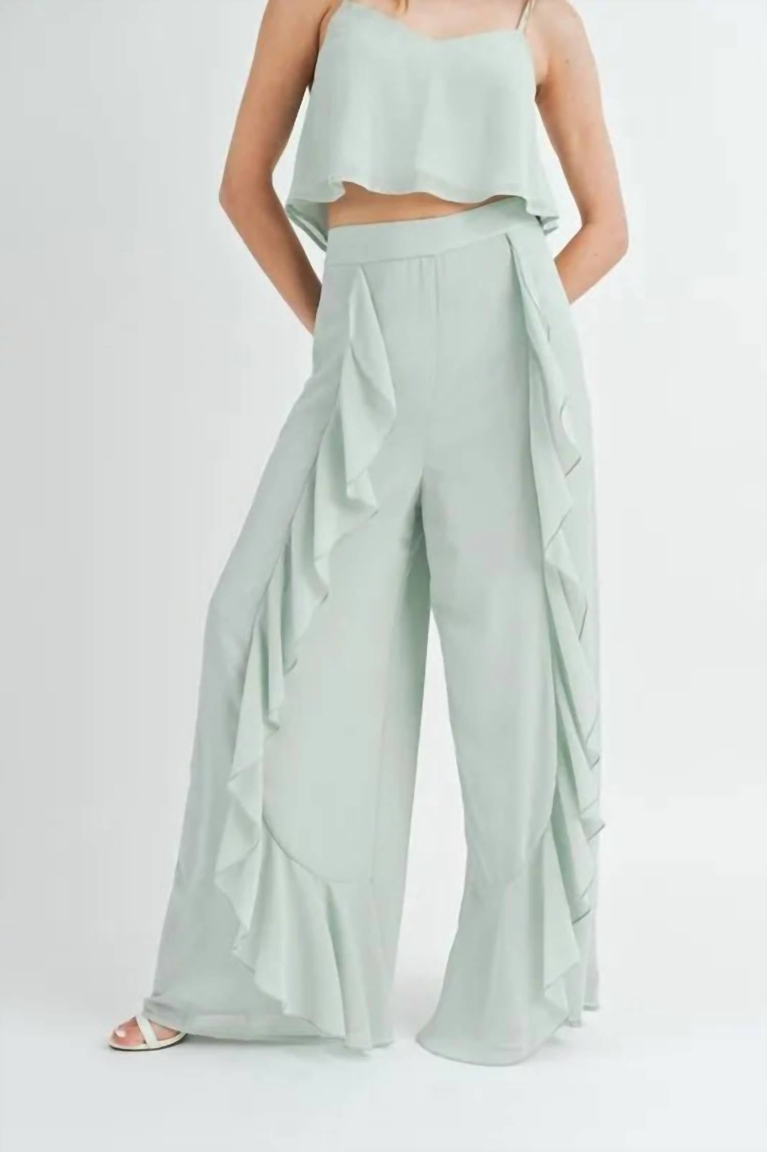 Mable - Lucinda Ruffle Wide Leg Pant