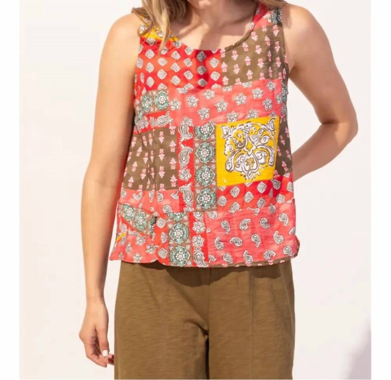 Escape By Habitat - Button Back Patchwork Paisley Tank